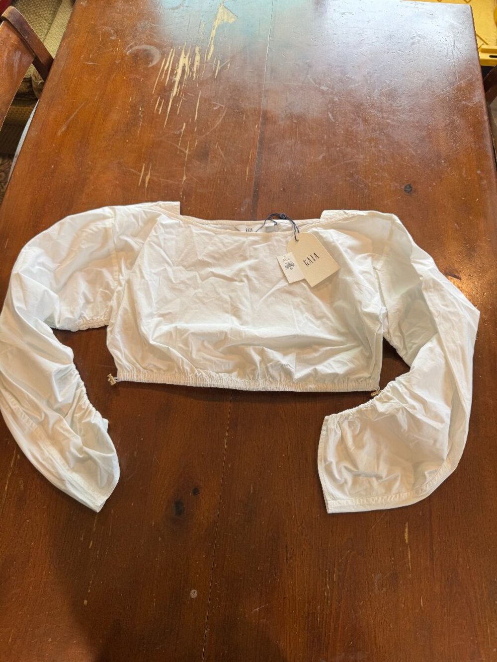 GAIA White Cropped Off Shoulder Long Sleeve Top Size XS